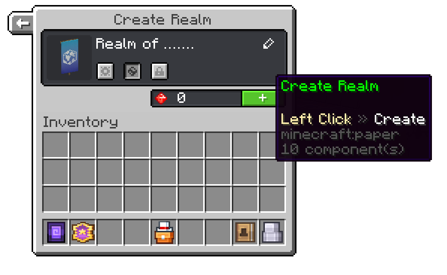 Create realm menu