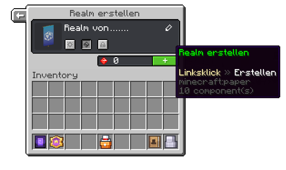 Realm erstellen Menu